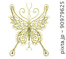Abstract 3d contour decorative butterfly, openwork metal insect, 3d rendered 90979625