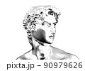 Engraved head of David sculpture, 3d rendered 90979626