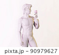Statue of David with rose in hand, 3d rendered 90979627