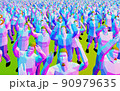 crowd of people at a music party, 3d rendered 90979635