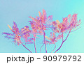 Single purple tree on clear blue sky background 90979792