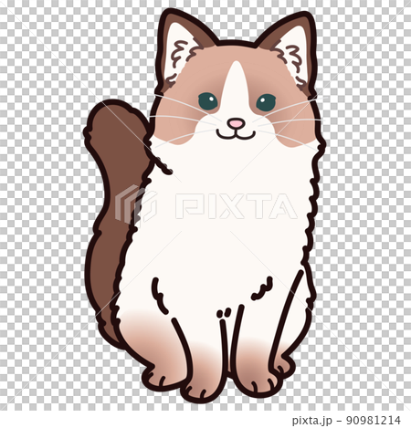 正面を向いてお座りするシンプルで可愛いラグドールのイラスト 主線あり 正面を向いてお座りするシンプルで可愛いラグドールのイラスト 主線あり 90981214