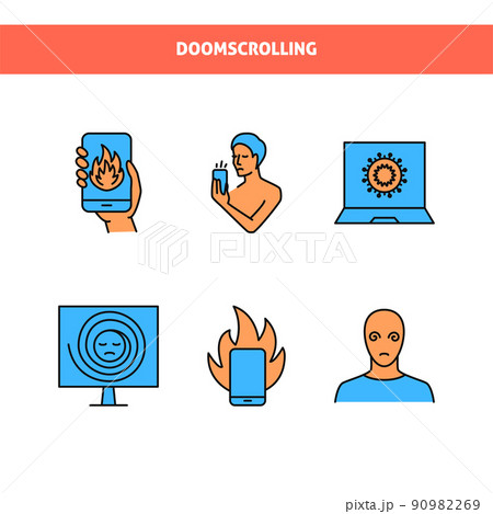 Bad news icon set in colored line style 90982269