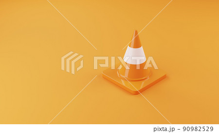 3D Rendering Orange Traffic Cone Icon 3D Illustration Background 3D Rendering Orange Traffic Cone Icon 3D Illustration Background 90982529