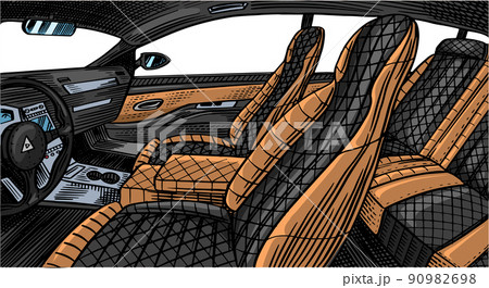 leather car seat. Auto detailing. Dry cleaning motor. Wrapping Vehicle service or Automobile center leather car seat. Auto detailing. Dry cleaning motor. Wrapping Vehicle service or Automobile center 90982698