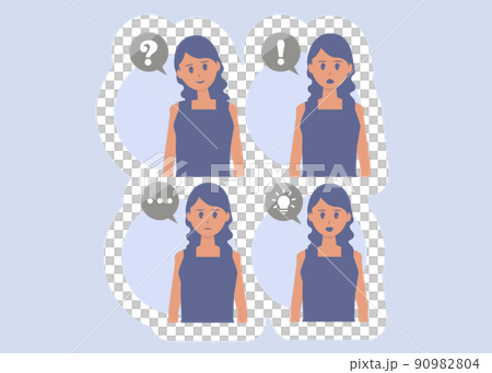 Illustrations of women with icons such as Hatenaya Surprise 90982804