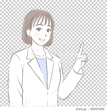 一個穿著白大褂的女人微笑著指指點點 90983080
