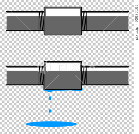 水道管の接合部分から水漏をしているイラスト 水道管の接合部分から水漏をしているイラスト 90983193