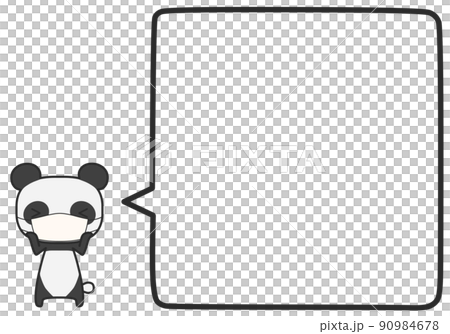 一個簡單的方形氣球，上面有一隻戴著面具的熊貓 90984678