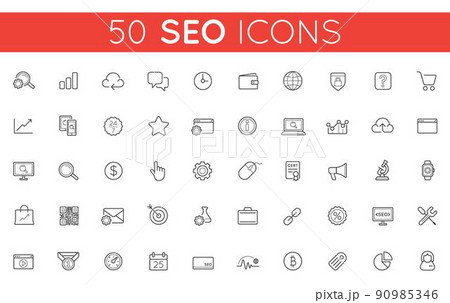 Set of Vector SEO Search Engine Optimisation Elements and Icons Illustration can be used as Logo or Icon in premium quality 90985346