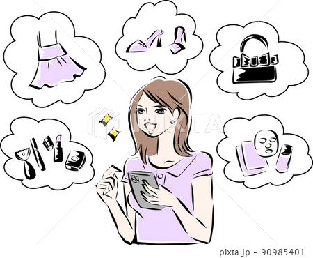 オンラインショッピングする女性 オンラインショッピングする女性 90985401