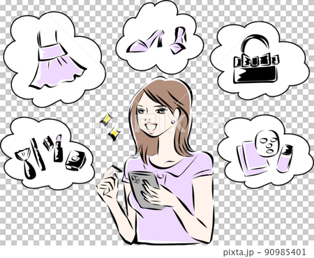 オンラインショッピングする女性 オンラインショッピングする女性 90985401