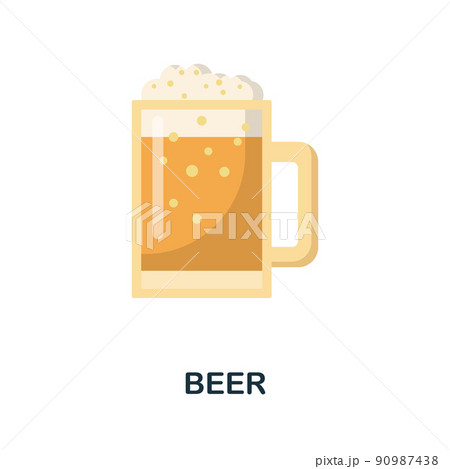 Beer flat icon. Colored element sign from drinks collection. Flat Beer icon sign for web design, infographics and more. 90987438