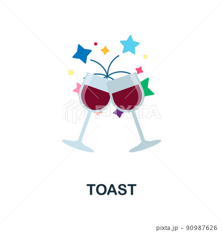 Toast flat icon. Colored element sign from celebration collection. Flat Toast icon sign for web design, infographics and more. Toast flat icon. Colored element sign from celebration collection. Flat Toast icon sign for web design, infographics and more. 90987626