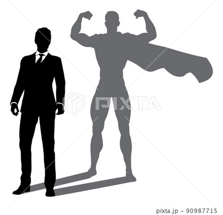 Superhero Business Man With Super Hero Shadow 90987715