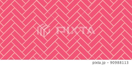 Herringbone tile pattern. Diagonal pink ceramic bricks background. Vector seamless illustration 90988113