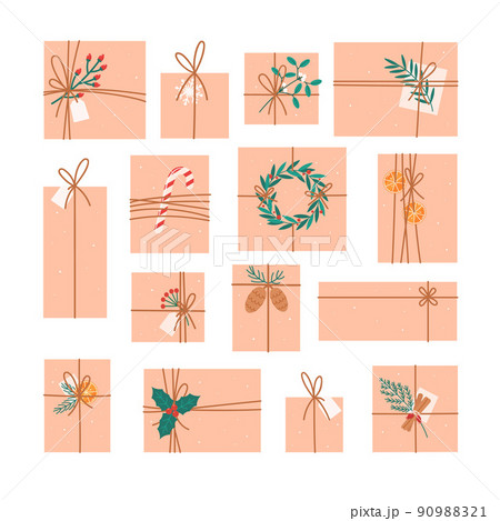 Vector gift boxes in crafting paper 90988321