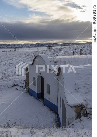 Typical outdoor wine cellars in Plze, Slovacko, Southern Moravia, Czech Republic 90989175