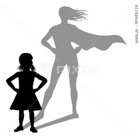 Superhero Child Kid With Super Hero Shadow 90989226
