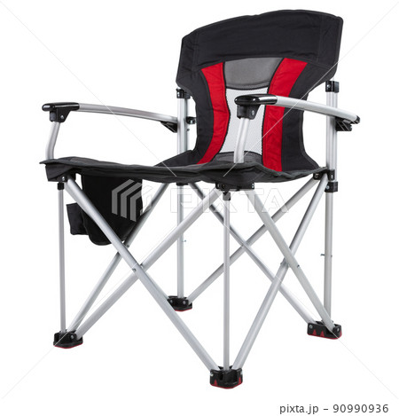 folding chair for camping or picnic, with aluminum frame, on a white background, bottom view 90990936