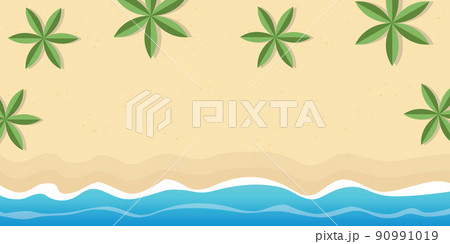 summer holiday beach background sea wave and palm tree top view summer holiday beach background sea wave and palm tree top view 90991019