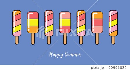 happy summer holiday banner design with lollipop ice cream happy summer holiday banner design with lollipop ice cream 90991022