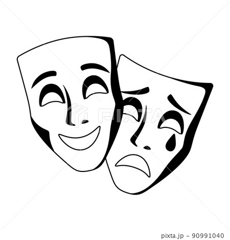 Illustration of comedy and tragedy masks. - Stock Illustration  [90991040] - PIXTA