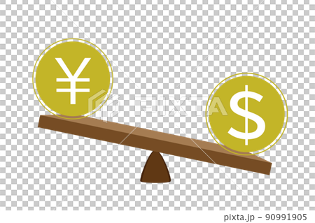 円安ドル高を表すイラスト 90991905