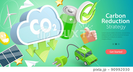 3D Vector Conceptual Illustration of Carbon Reduction Strategy 3D Vector Conceptual Illustration of Carbon Reduction Strategy 90992030