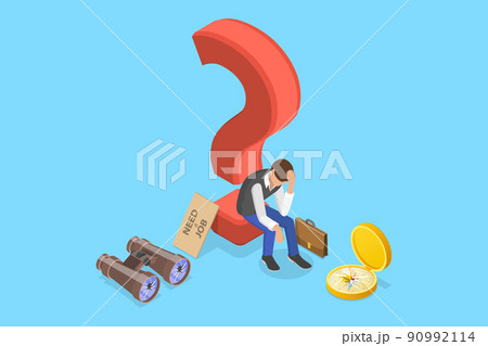 3D Isometric Flat Vector Conceptual Illustration of Unemployed Man 90992114