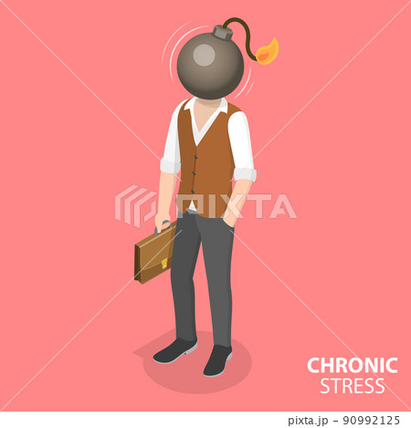 3D Isometric Flat Vector Conceptual Illustration of Chronic Stress 90992125