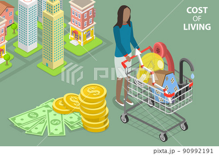 3D Isometric Flat Vector Conceptual Illustration of Cost Of Living 90992191