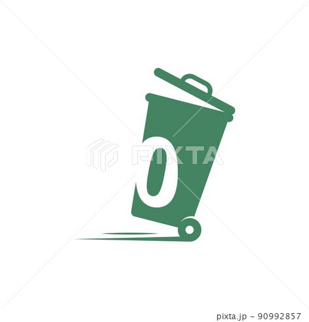 Number zero in the trash bin icon illustration template 90992857
