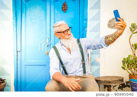 Senior man in mask Senior man in mask 90995040