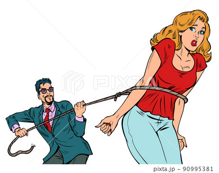 the man lassoed the woman, the husband threw a noose on his wife and took her prisoner. the concept of family violence, feminism and gender equality 90995381