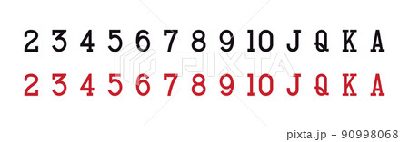 Set of numbers and letters element casino playing cards symbols on white background - Vector 90998068