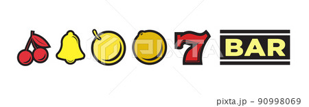Casino slot machine elements on white background - Vector 90998069