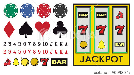 Big CASINO set with elements of poker, slot machines, dice on a white background - Vector 90998077