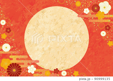 朱色の和風背景素材 90999135
