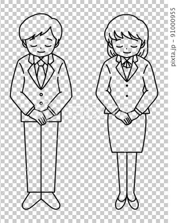 お辞儀する人物/線画 お辞儀する人物/線画 91000955