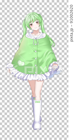 Girl in charge of twin tail green wearing a poncho Girl in charge of twin tail green wearing a poncho 91002620