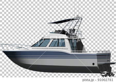 夏季圖像 停泊的白色巡洋艦。背景透明插圖 91002781