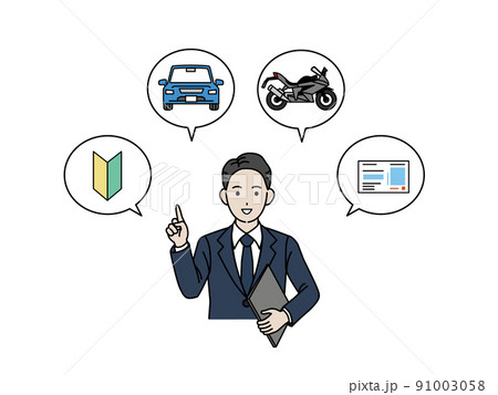 教習所　教官　自動車　説明　話す　教える　男性 91003058