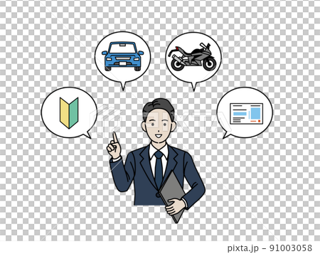 教習所　教官　自動車　説明　話す　教える　男性 91003058