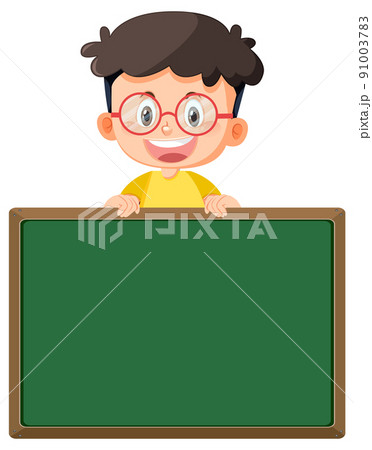 boy at blank chalkboard