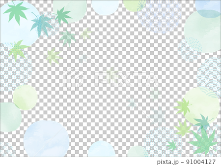 水彩　夏の楓 和風背景　フレーム 91004127