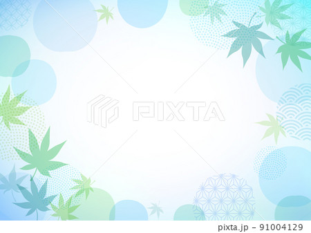 水彩　夏の楓 和風背景　フレーム 91004129