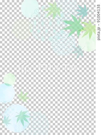水彩　夏の楓 和風背景　フレーム 91004138