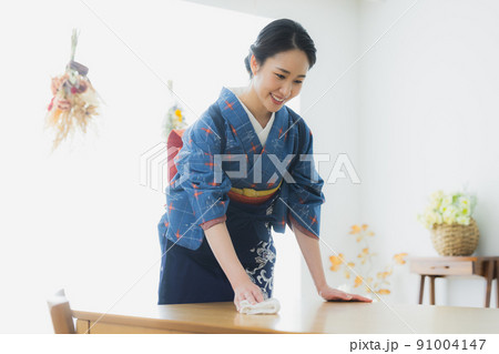格子模様の小紋　和室　　　 91004147
