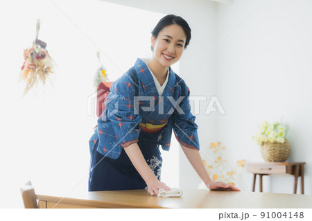 格子模様の小紋　和室　　　 91004148